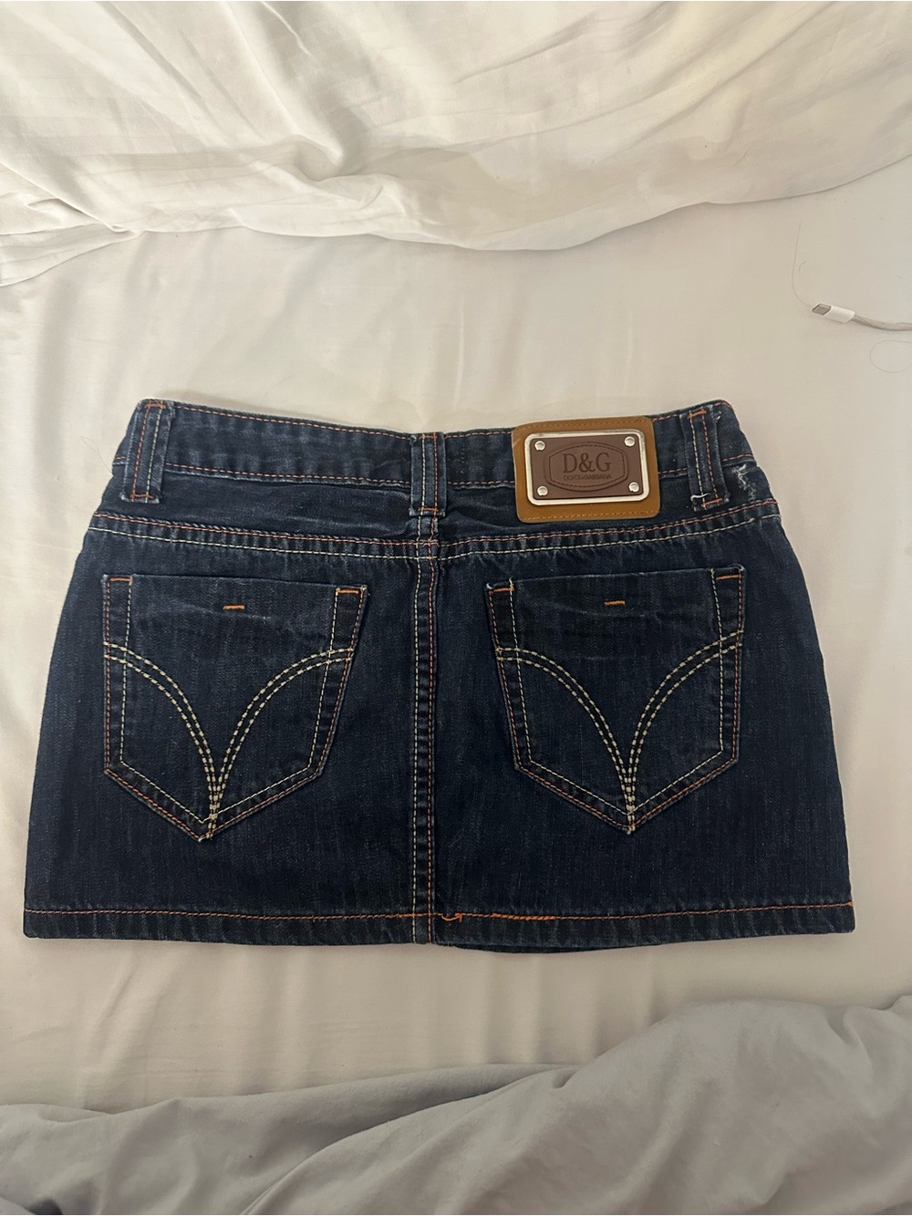 D&G Indigo Denim Mini Skirt with Contrast Stitching